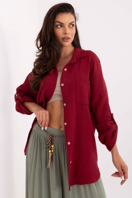 Koszula Damska Model MO-KS-9368.98 Bordo - Italy Moda