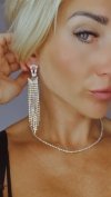 EARRINGS GOLD LONG ZIRCONIA WEDDING WEDDING