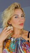 Golden earrings silk flowers