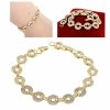 1076 Bransoletka złota elegancka 19cm cyrkonie pozłacana 14k Viki Lady 