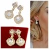 3884 Kolczyki złote pozłacane wiszące 14K cyrkonie Viki Lady 