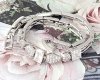 2960 Bransoletka srebrna cyrkonie 19,5cm pozłacana białym złotem Xuping 