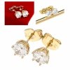3267 Kolczyki złote pozłacane cyrkonie wtyczki 14K Xuping 6mm 