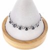 933a Bransoletka srebrna cyrkonie pozłacana białym złotem 19cm 6mm Xuping 