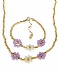 Schmuckset für ein Mädchen Set Halskette Armband Chirurgenstahl Kristalle Perle