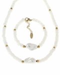 Jewelry set for a girl set necklace bracelet surgical steel crystals pearl