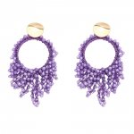 Golden earrings silk flowers