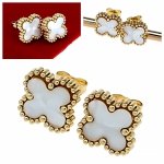 0223 Kolczyki złote stal chirurgiczna 316L celebrytki koniczyna marokańska wtyczki 