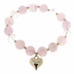 2323f Bransoletka naturalny kamień kwarc różowy na gumce jubilerskiej