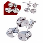 4861 Kolczyki celebrytki srebrne wiszące stal chirurgiczna 316L perły