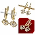 2676 Kolczyki złote pozłacane wiszące 14K cyrkonie 