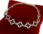 2486 Bransoletka elegancka złota 17+2cm pozłacana 14k cyrkonie koniczyna marokańska