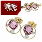 2190c Kolczyki złote pozłacane cyrkonie wtyczki 14K Xuping Austrian Crystal