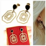 923 Kolczyki złote stal chirurgiczna celebrytki wiszące 