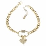 180 Bransoletka elegancka złota 17+3cm pozłacana 14k cyrkonie serce