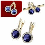 2850 Kolczyki złote pozłacane cyrkonie wiszące 14K Xuping Austrian Crystal