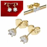 36a Kolczyki złote pozłacane cyrkonie wtyczki 14K Xuping