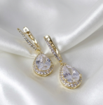 1434 Kolczyki złote pozłacane wiszące 14K cyrkonie