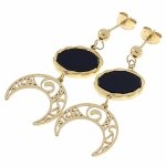 2208 Kolczyki złote stal chirurgiczna celebrytki wiszące księżyc