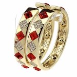 4238 Kolczyki złote pozłacane 14k wiszące koła 3,5cm Austrian Crystal