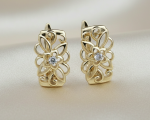 0320 Kolczyki złote pozłacane wiszące 14K cyrkonie 
