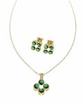 0145 Komplet złoty pozłacany 14k kolczyki, łańcuszek 45+5cm cyrkonie