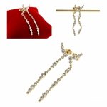 862 Kolczyki złote pozłacane cyrkonie wiszące 14K Xuping 