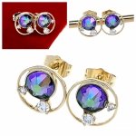 2769 Kolczyki złote pozłacane cyrkonie wtyczki 14K Xuping Austrian Crystal