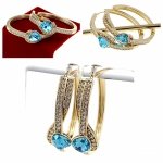 0168 Kolczyki złote pozłacane Austrian Crystal wiszące 14K cyrkonie Xuping 
