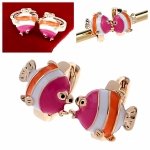 325a Kolczyki złote dziecięce pozłacane 18k Xuping wiszące rybka