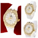 547 Ekskluzywny damski złoty zegarek błyszczący cyrkonie klasyk silikonowy pasek