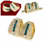 391 Kolczyki złote pozłacane wiszące 14K Xuping cyrkonie 