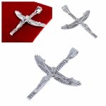 4081 Srebrna zawieszka cyrkonie pozłacana białym złotem Xuping krzyż