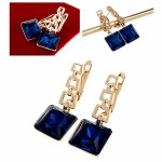 813a Kolczyki złote Austrian Crystal cyrkonia pozłacane 18k Xuping wiszące