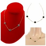 4233 Złoty łańcuszek naszyjnik 41+5 stal chirurgiczna 316L nierdzewna zielone  kosteczki