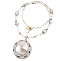 2870 Naszyjnik złoty pozłacany 14k 60+5cm perły naturalne muszle 