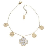 @1092 Bransoletka złota 18+3 stal chirurgiczna 316L celebrytka koniczynka 