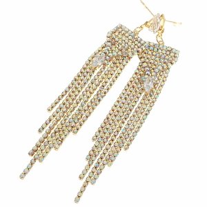 EARRINGS GOLD LONG ZIRCONIA WEDDING WEDDING