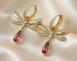 gold plated earrings with exclusive cubic zirconia