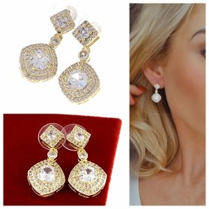 gold plated earrings with exclusive cubic zirconia