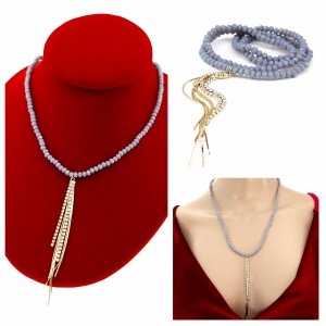 Necklace with sparkling glass crystals on a jewelry elastic chain