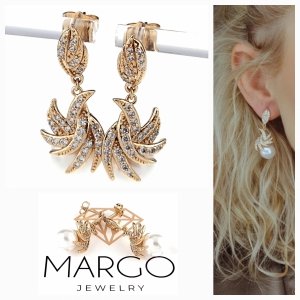 gold plated earrings with exclusive cubic zirconia
