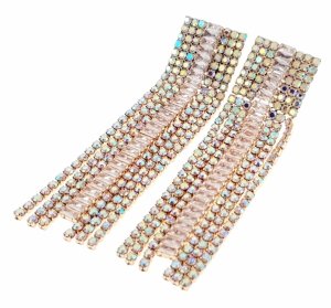 EARRINGS GOLD LONG ZIRCONIA WEDDING WEDDING