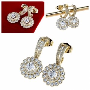 gold plated earrings with exclusive cubic zirconia