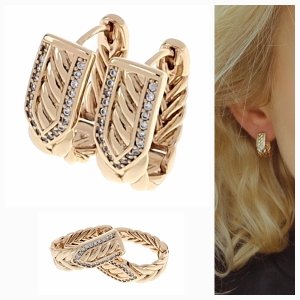 gold plated earrings with exclusive cubic zirconia