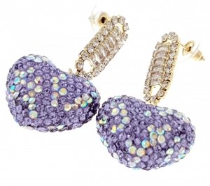 Golden earrings silk flowers