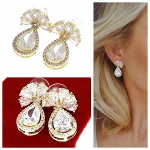 gold plated earrings with exclusive cubic zirconia