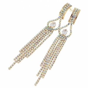 EARRINGS GOLD LONG ZIRCONIA WEDDING WEDDING