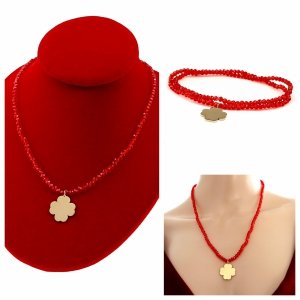Necklace with sparkling glass crystals on a jewelry elastic chain