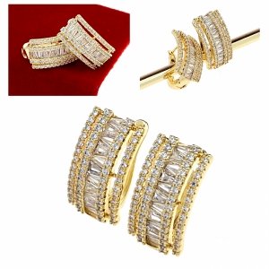 gold plated earrings with exclusive cubic zirconia